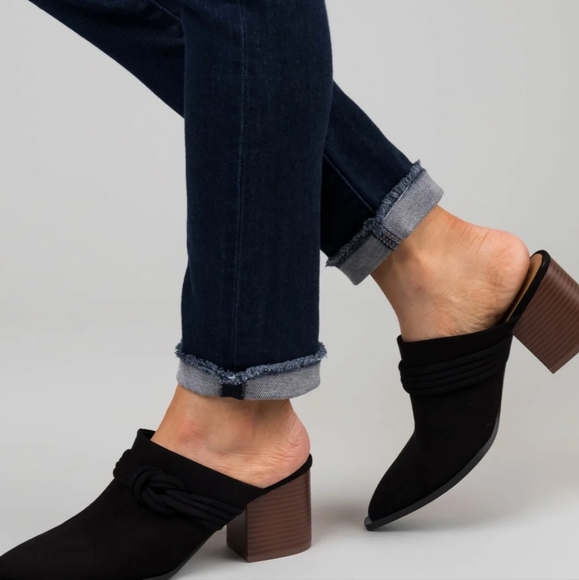Qupid Shoes - Black Nubuck slip on mules NEVER WORN!